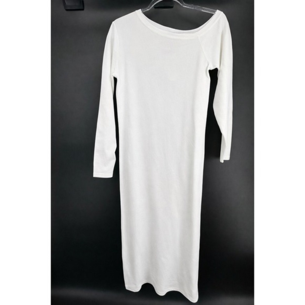 THE DROP ‎ White Asymmetrical  Bodycon Stretch Midi Dress with Long Sleeve 2X
